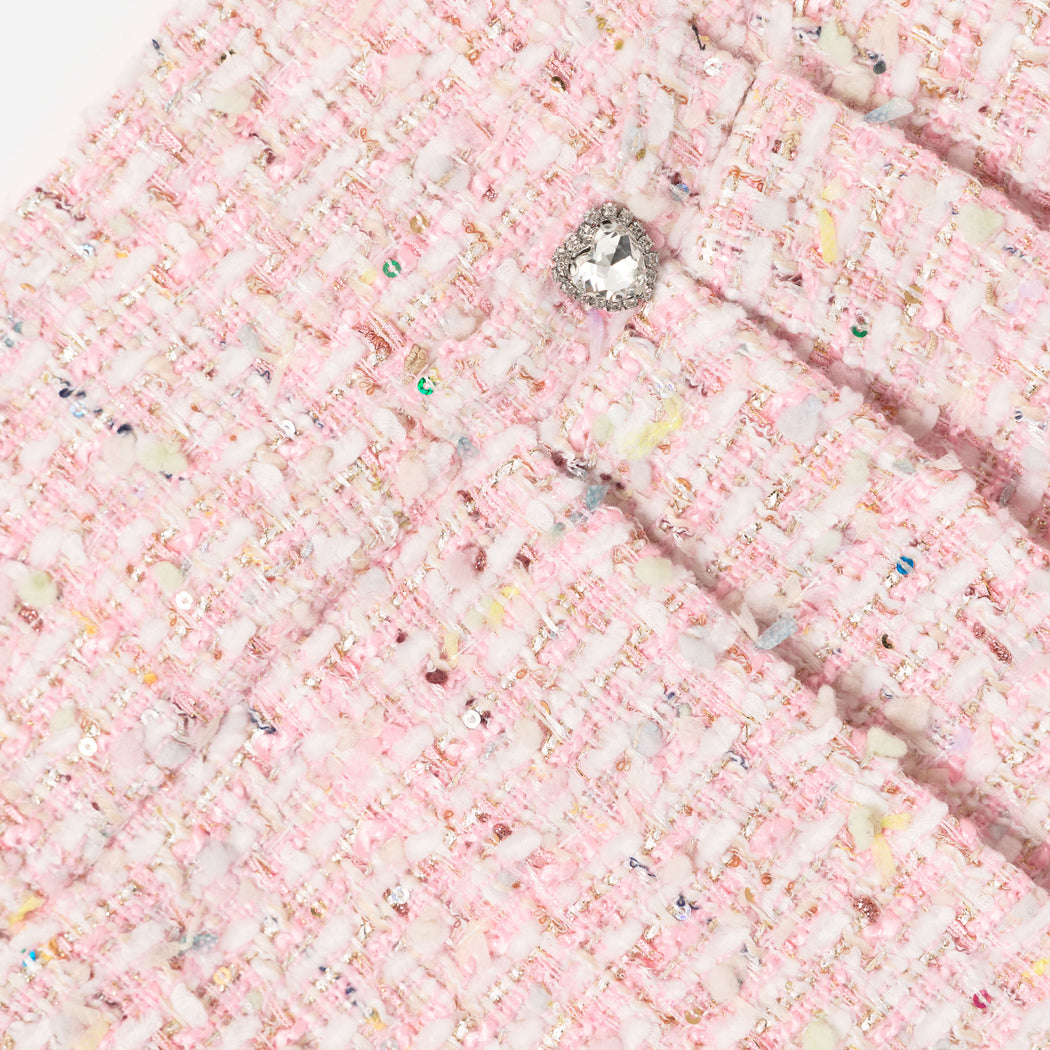 Pink Textured Boucle Mini Skirt