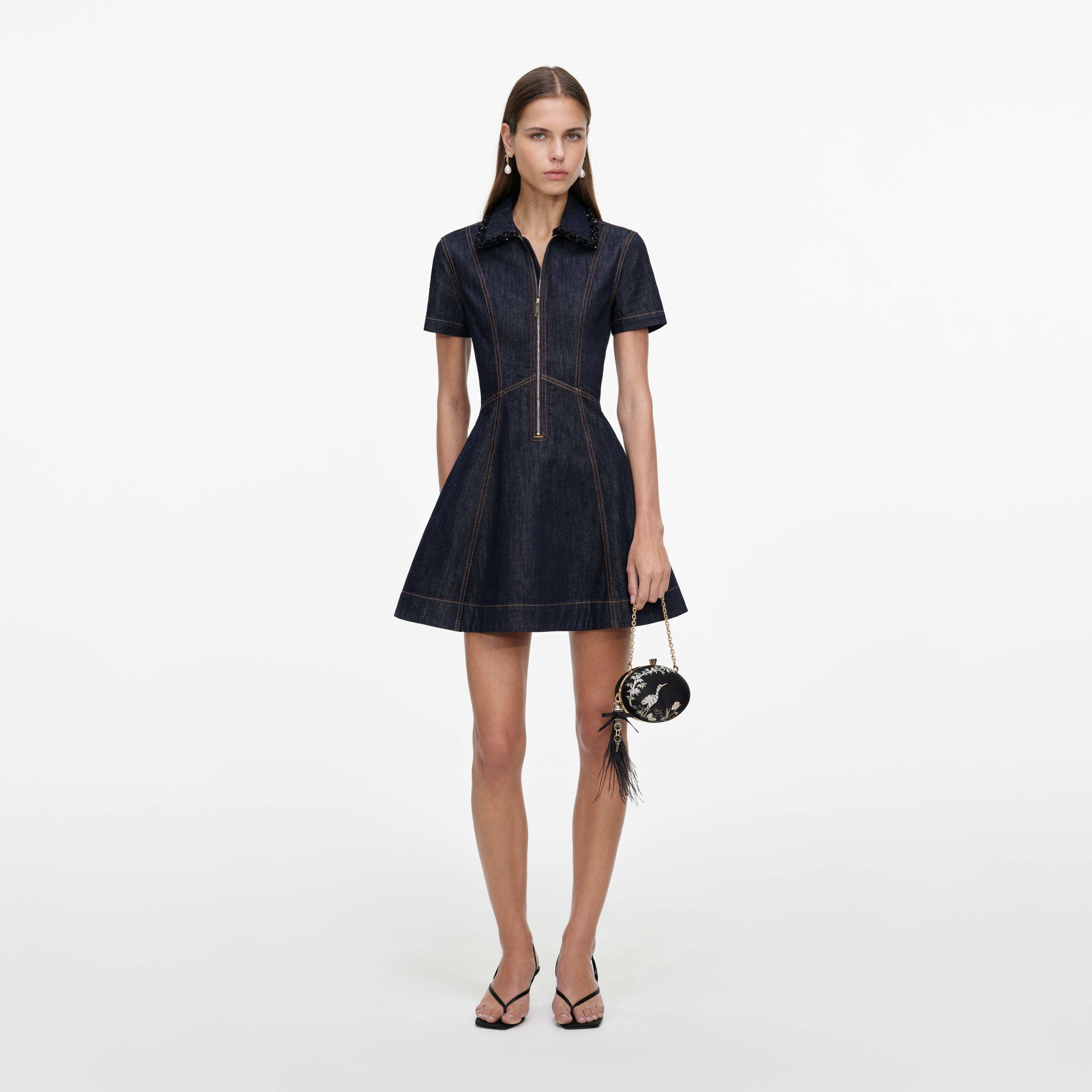Indigo Denim Collared Mini Dress