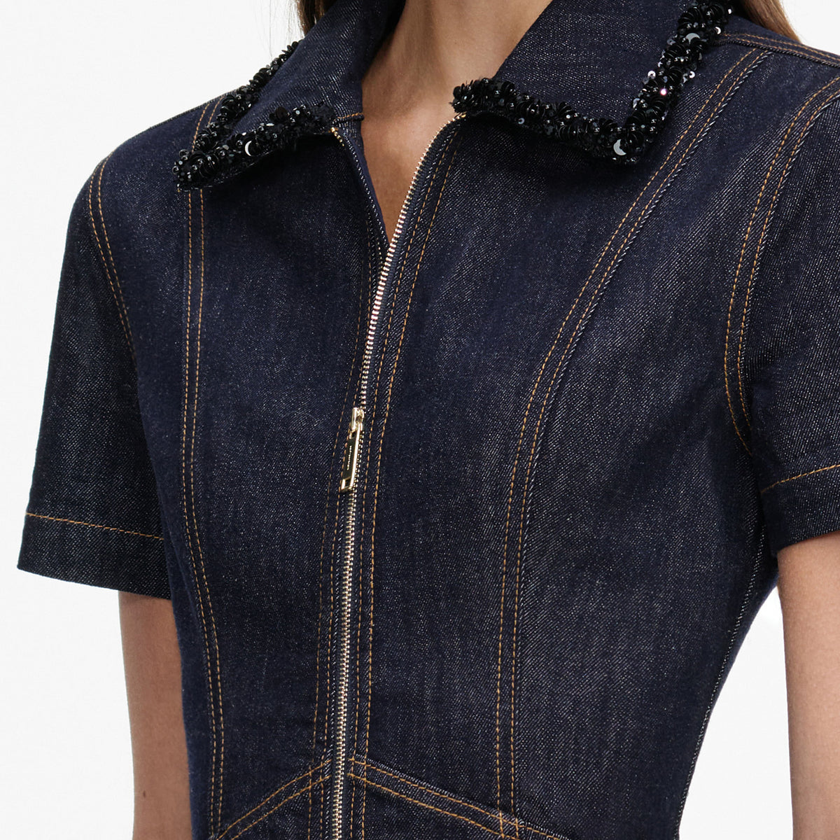 Indigo Denim Collared Mini Dress