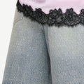 Bleached Wash Denim Shorts