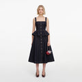 Indigo Peplum Denim Midi Dress