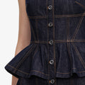 Indigo Peplum Denim Midi Dress
