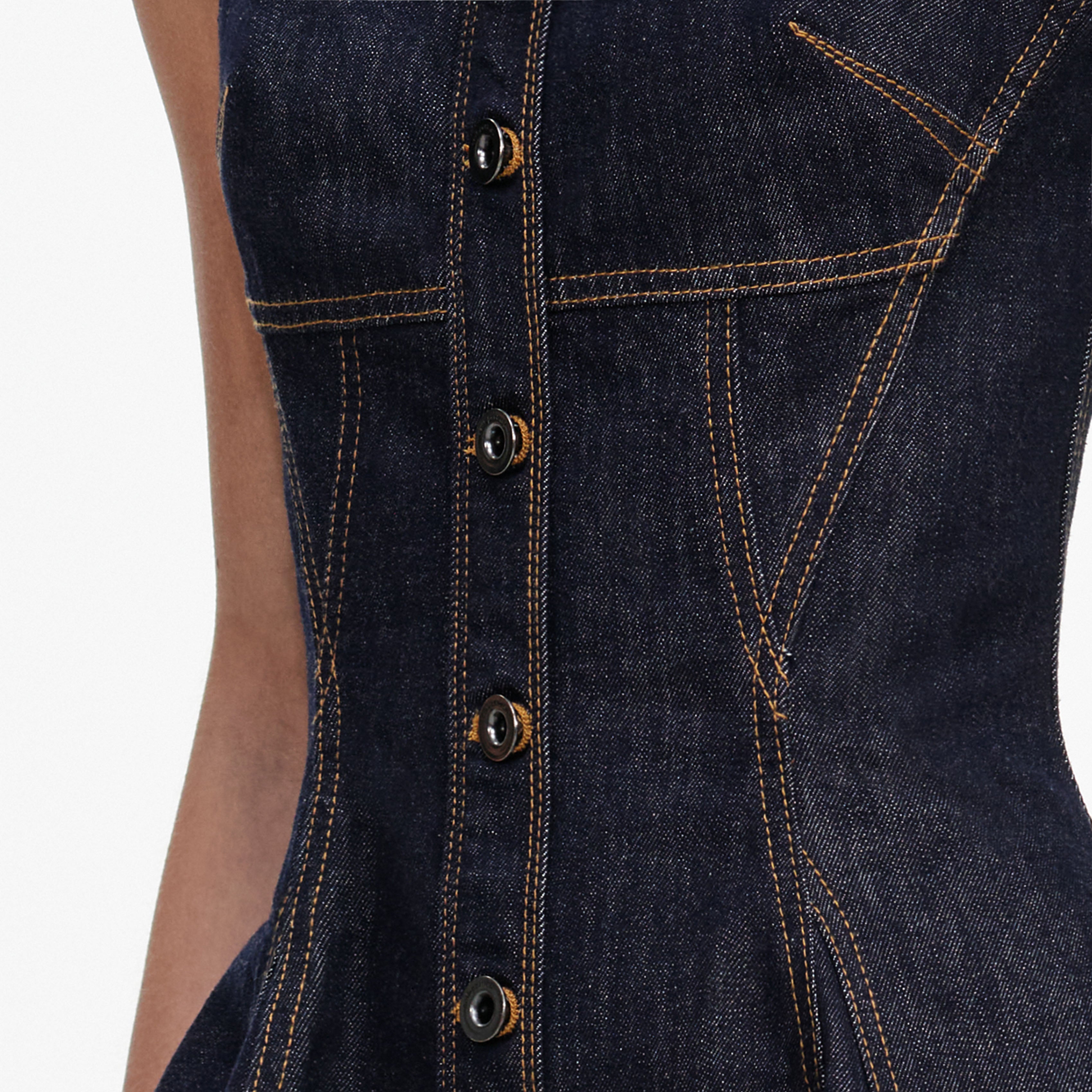 Indigo Buttoned Denim Mini Dress
