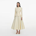 Yellow Boucle And Taffeta Midi Dress