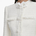 Cream Boucle Flower Midi Dress