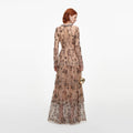Beige Sequin Embellished Tiered Maxi Dress