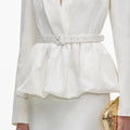 Cream Jacquard Tailored Maxi Dress