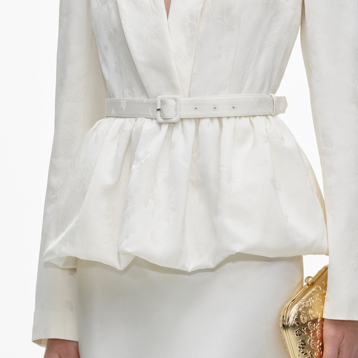 Cream Jacquard Tailored Maxi Dress
