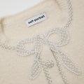 Cream Soft Knit Bow Cardigan