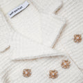 Cream Sequin Textured Knit Jacket