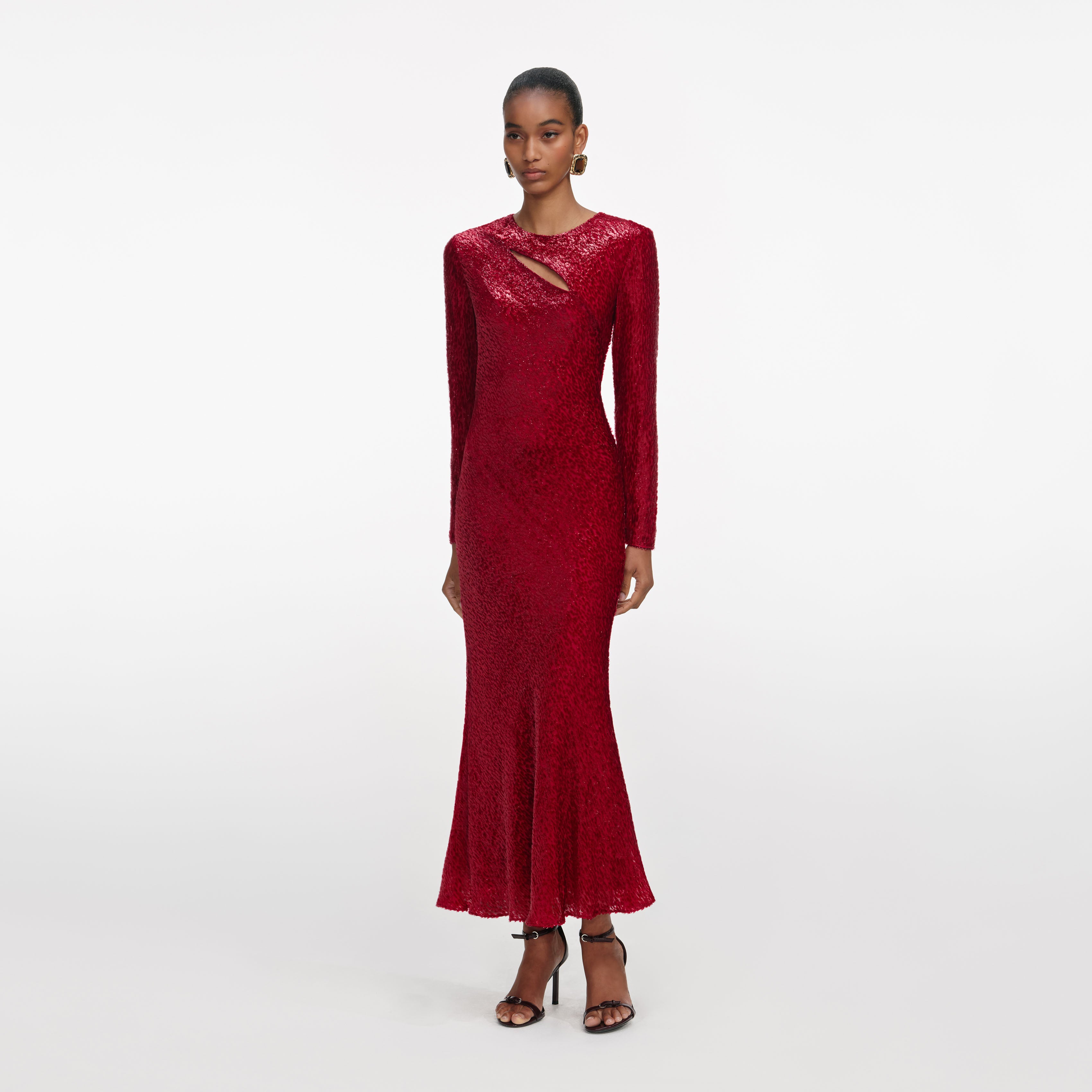 Red Fil Coupe Midi Dress – self-portrait