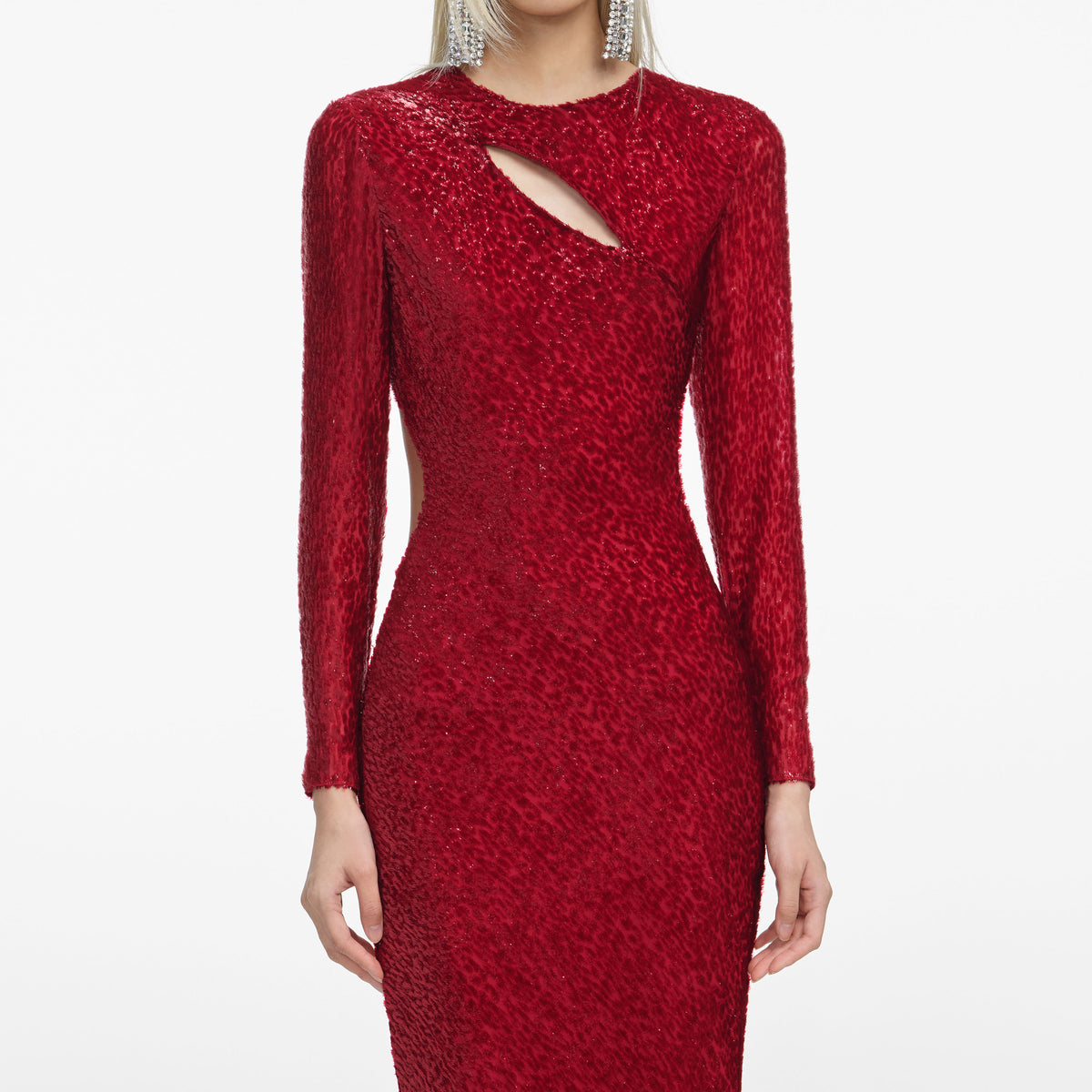 Red Fil Coupe Maxi Dress  self-portrait