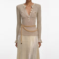 Gold Lurex Ribbed Knit Maxi Dress