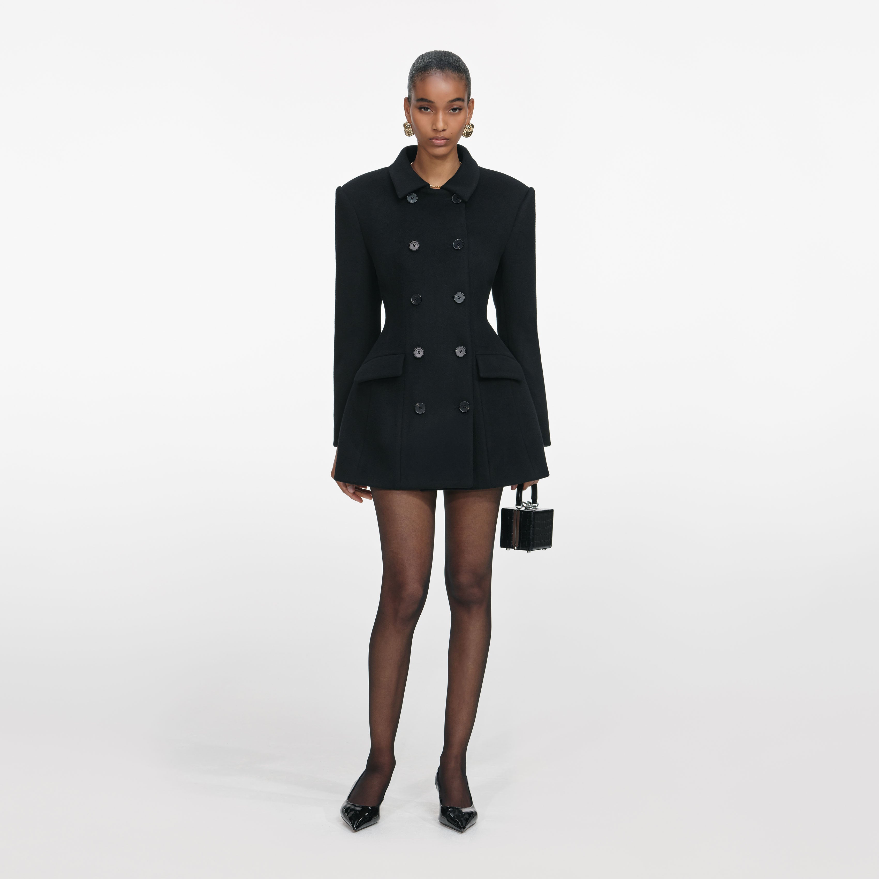 Black Wool Double Breasted Jacket