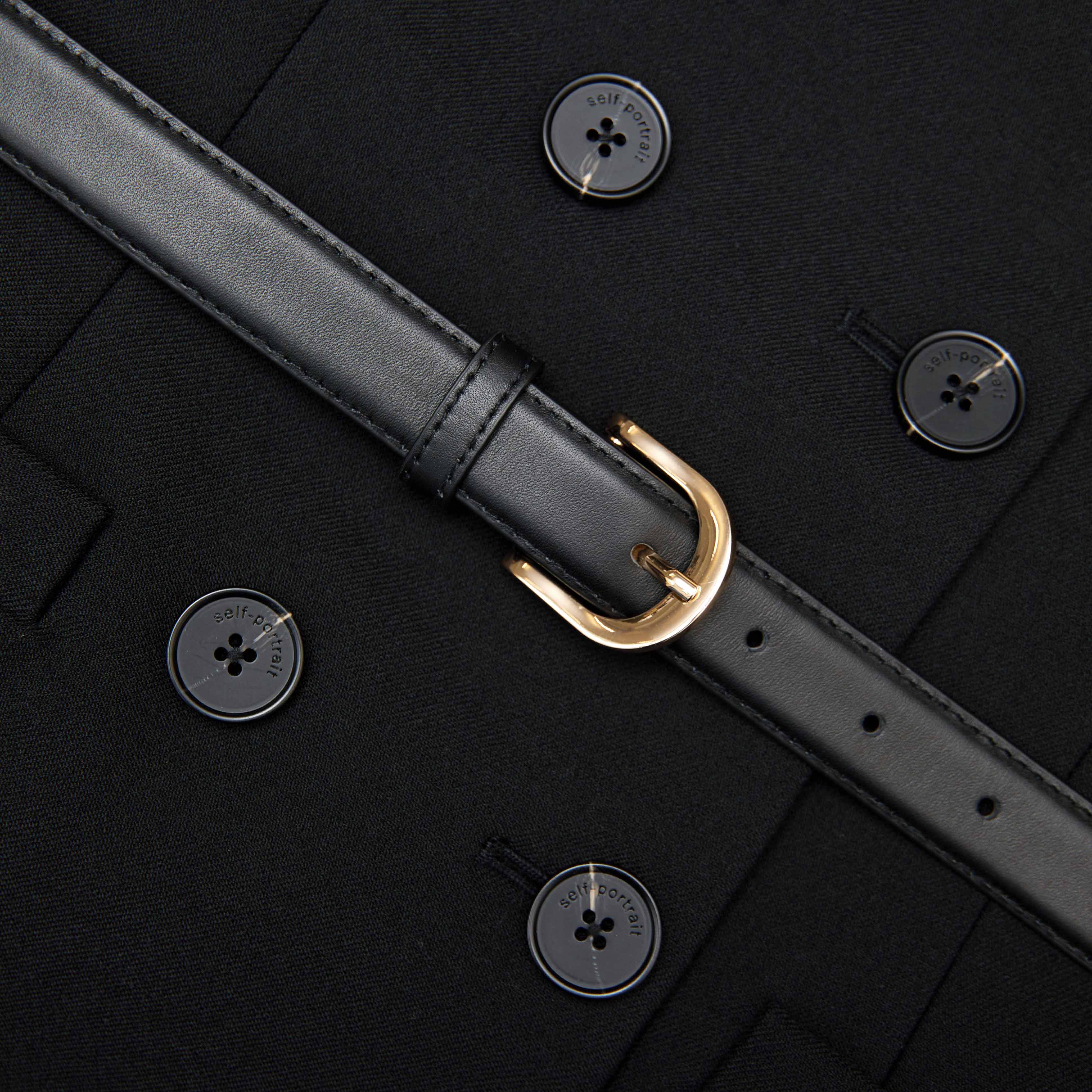 Black Wool Double Breasted Mini Dress