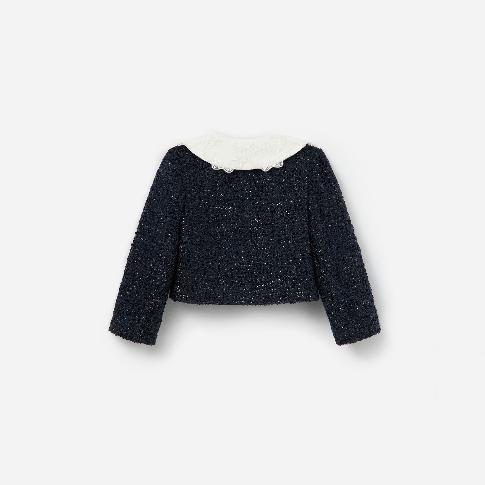 Navy Boucle Collared Jacket