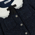 Navy Boucle Collared Jacket