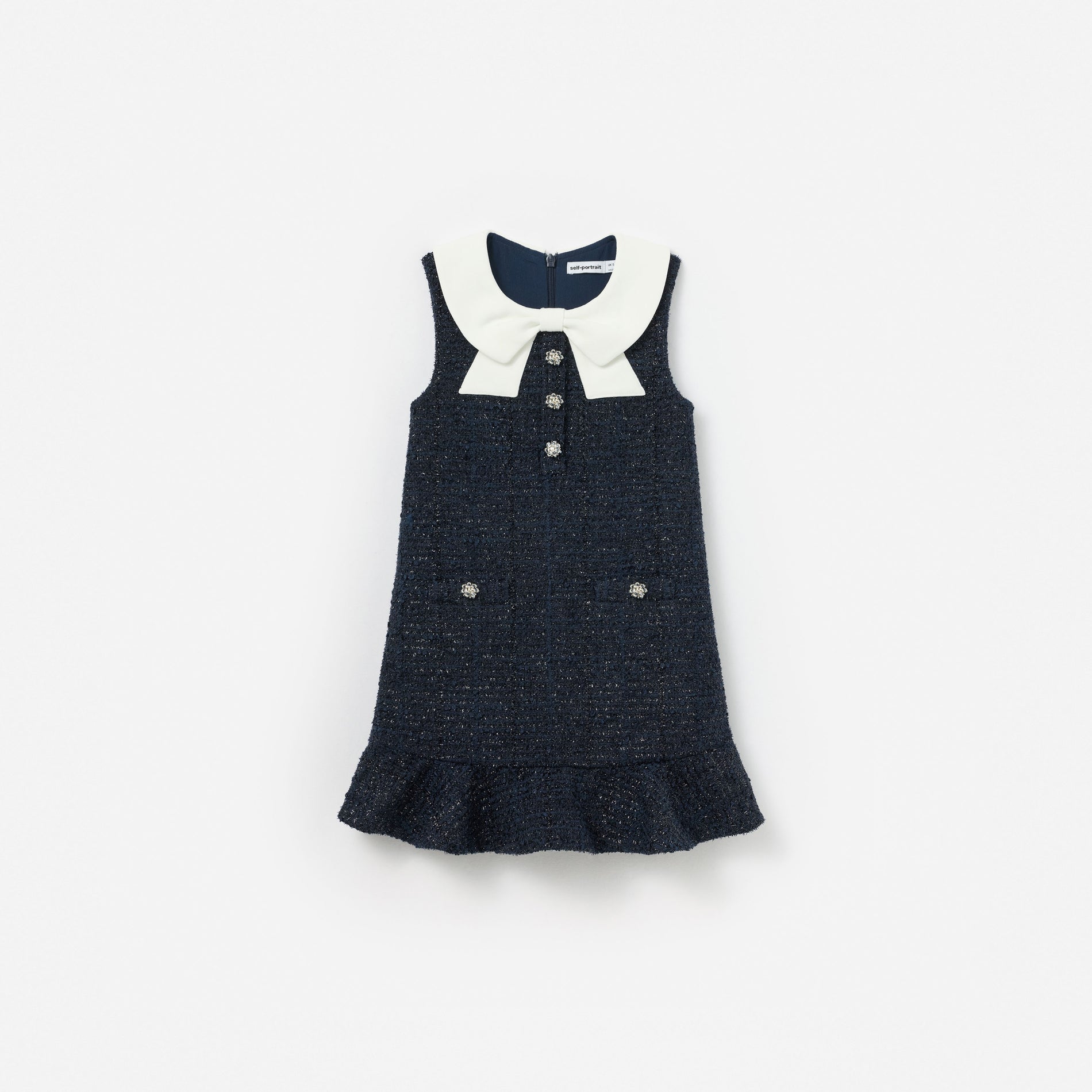 Navy Boucle Sleeveless Dress