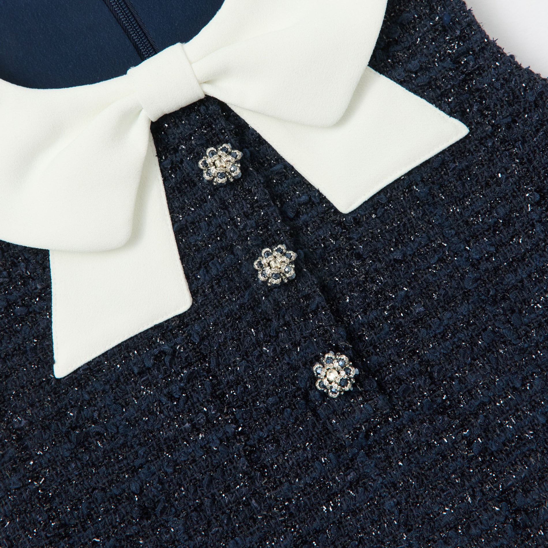 Navy Boucle Sleeveless Dress