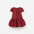 Burgundy Taffeta Short Sleeve Dress