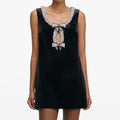Black Velvet Bow Mini Dress