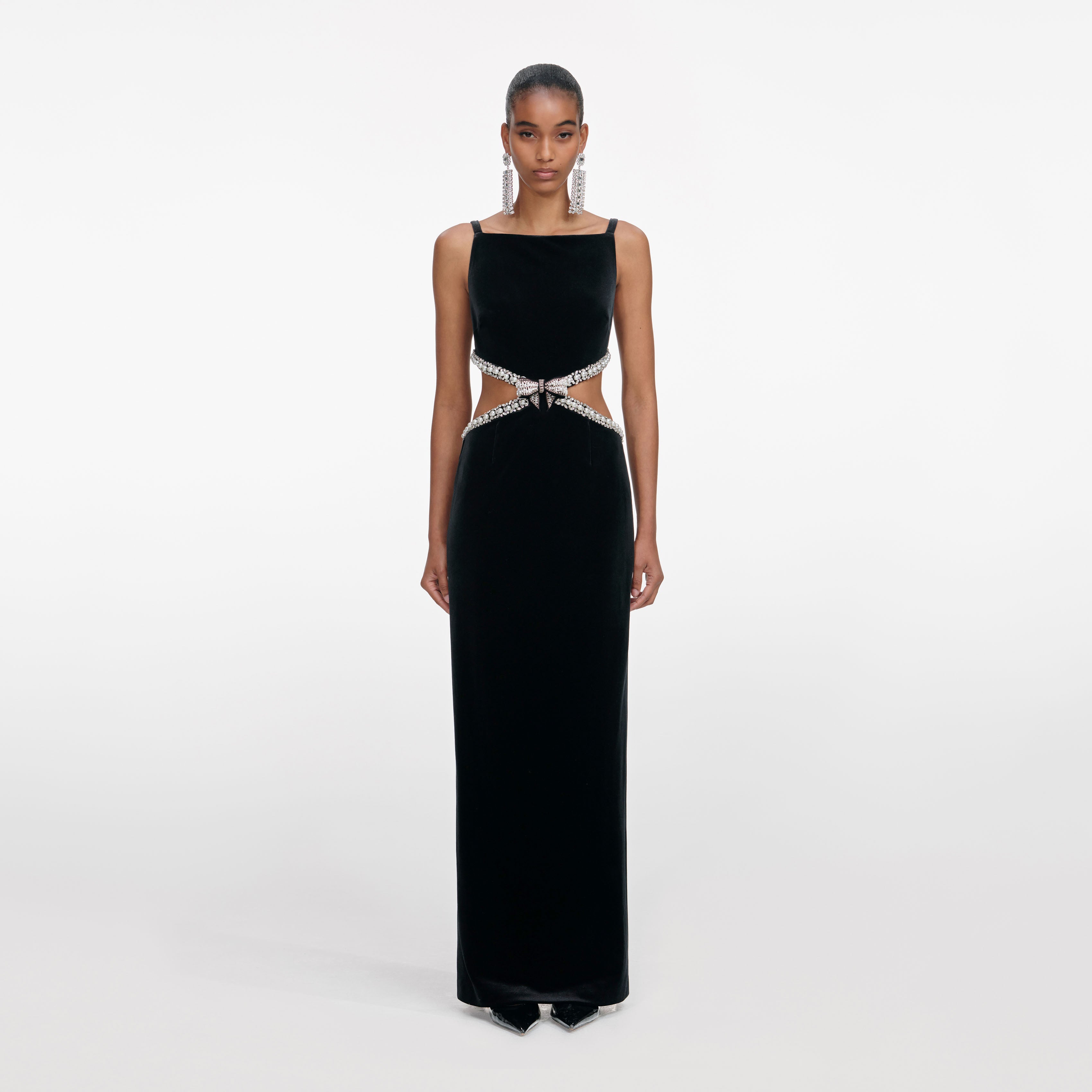 Black Velvet Cut Out Maxi Dress