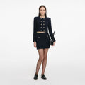 Navy Textured Knit Mini Skirt