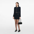 Navy Textured Knit Mini Skirt