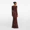 Brown Floral Lace Maxi Dress