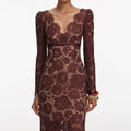Brown Floral Lace Maxi Dress