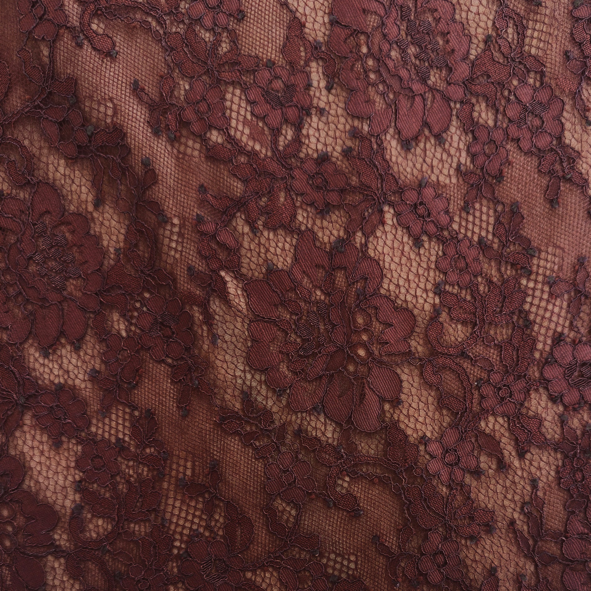 Brown Floral Lace Midi Skirt