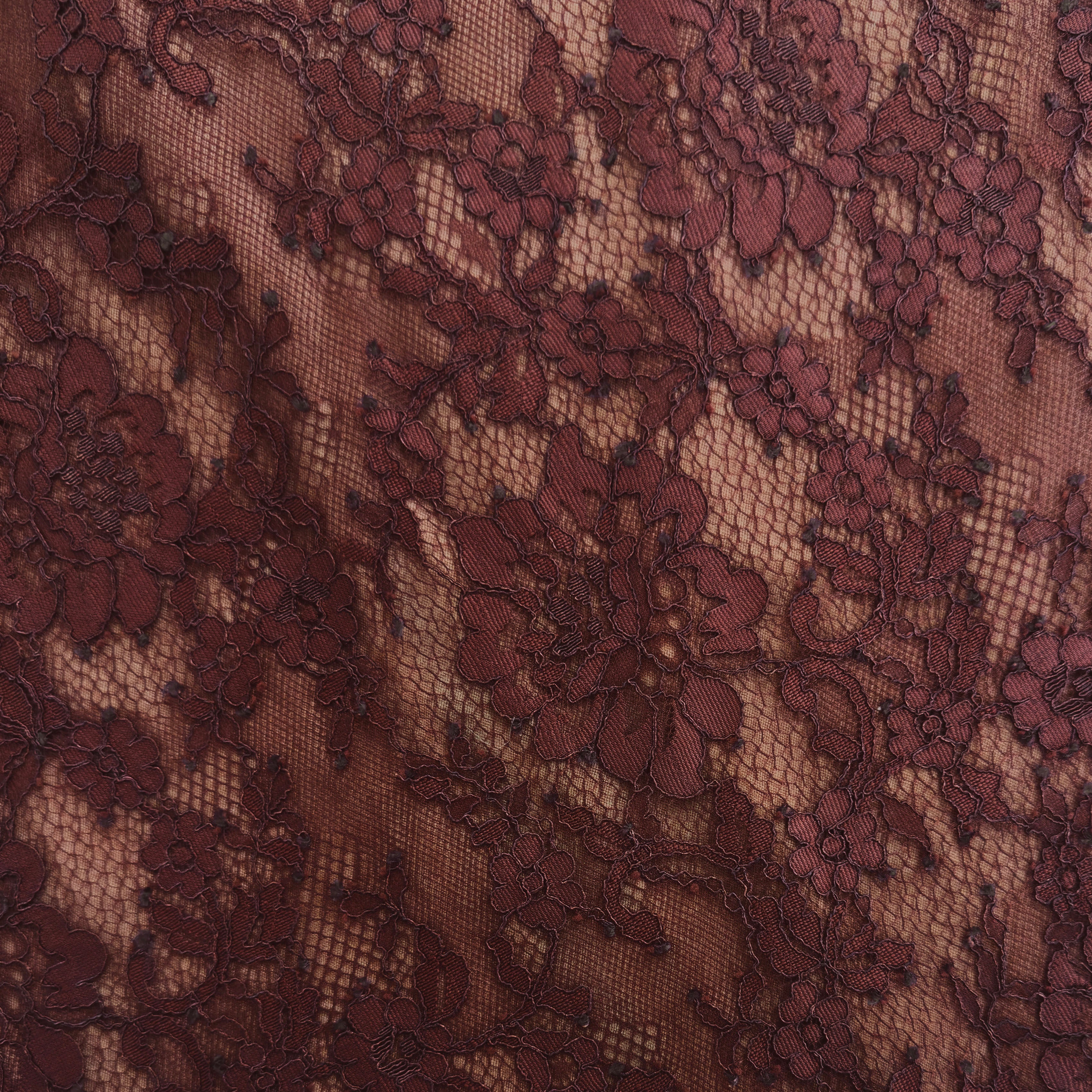 Brown Floral Lace Midi Skirt