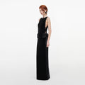 Black Velvet Bow Sides Maxi Dress