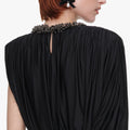 Black Jersey Asymmetric Sleeve Top