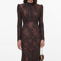Brown Sequin Lace Maxi Dress