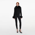 Black Wool Fur Cuff Jacket