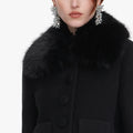 Black Wool Fur Cuff Jacket