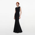 Black Beaded Pointelle Knit Maxi Dress