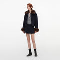 Navy Wool Fur Trim Jacket