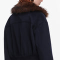Navy Wool Fur Trim Jacket