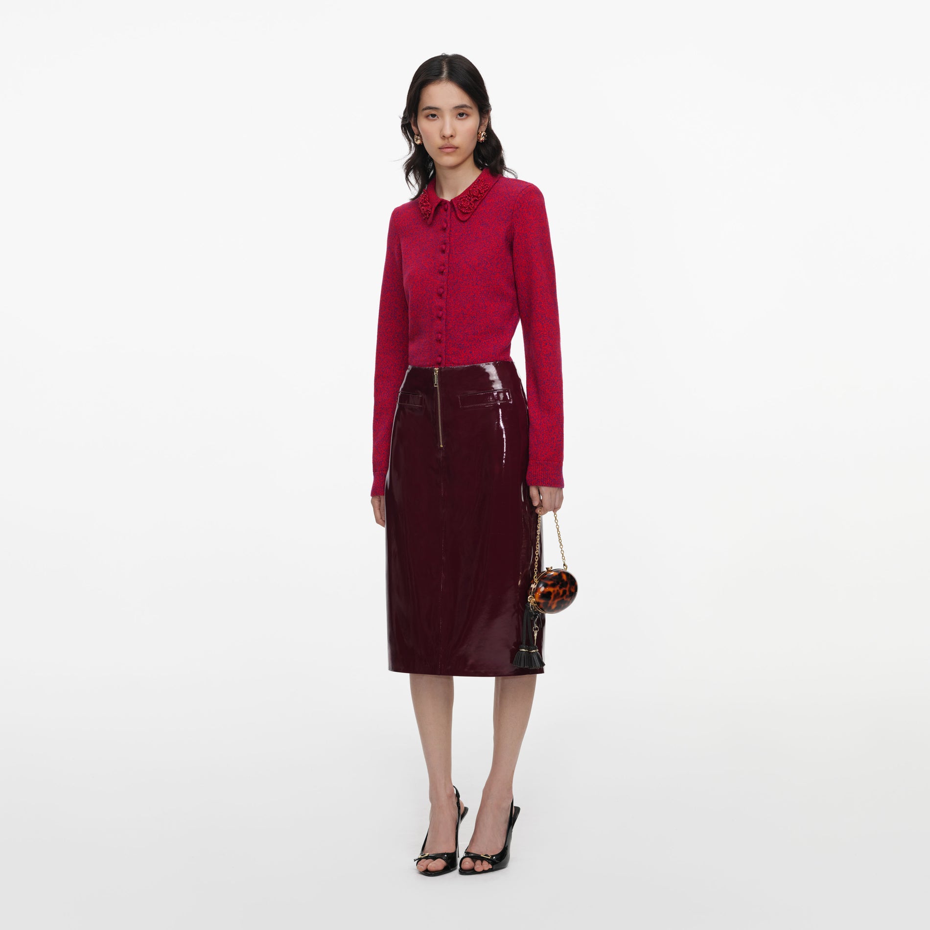 Red Flower Knit Cardigan