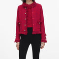 Red Frayed Knit Jacket