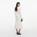 Cream Lurex Rib Knit Midi Dress