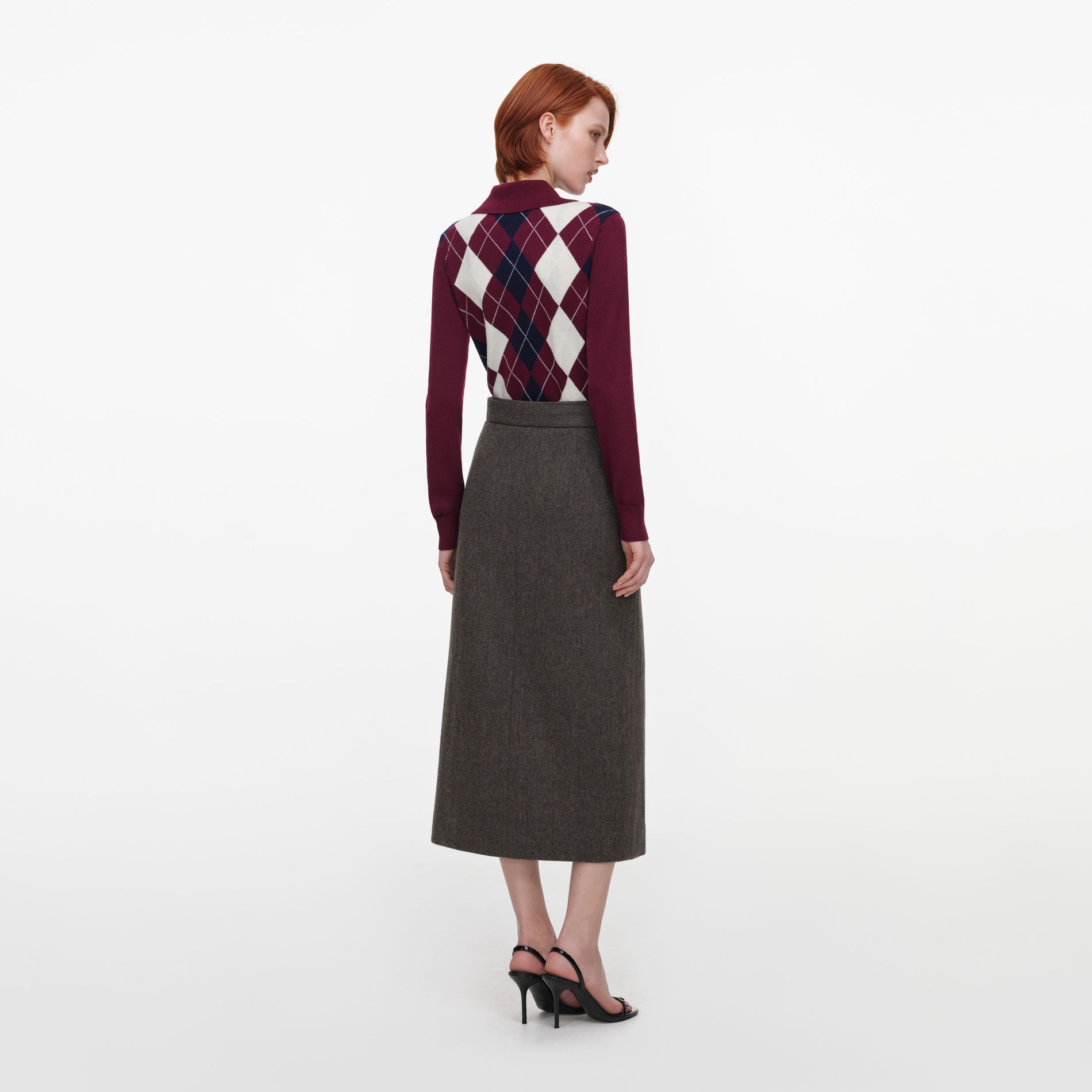 Burgundy Argyle Lightweight Jumper
