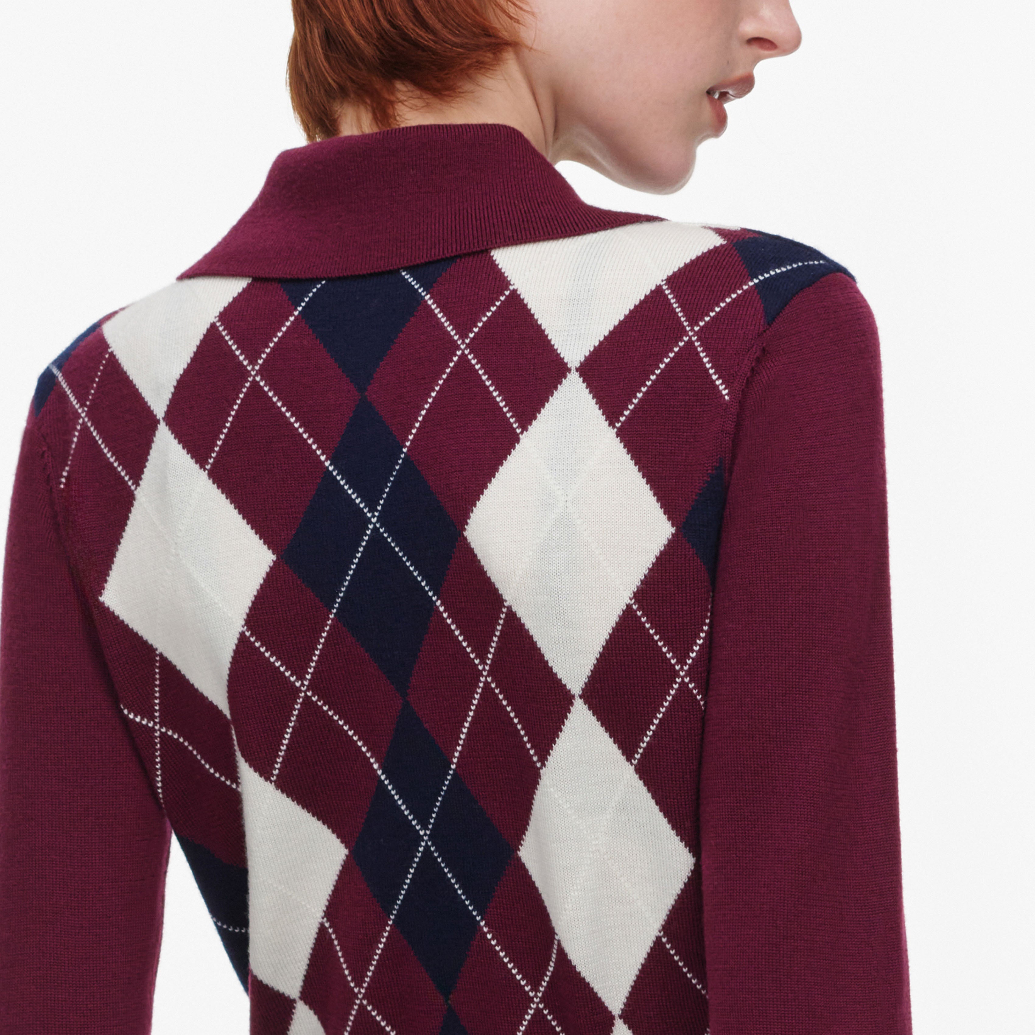 Burgundy Argyle Lightweight Jumper