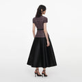 Pink and Black Sequin Boucle Midi Dress