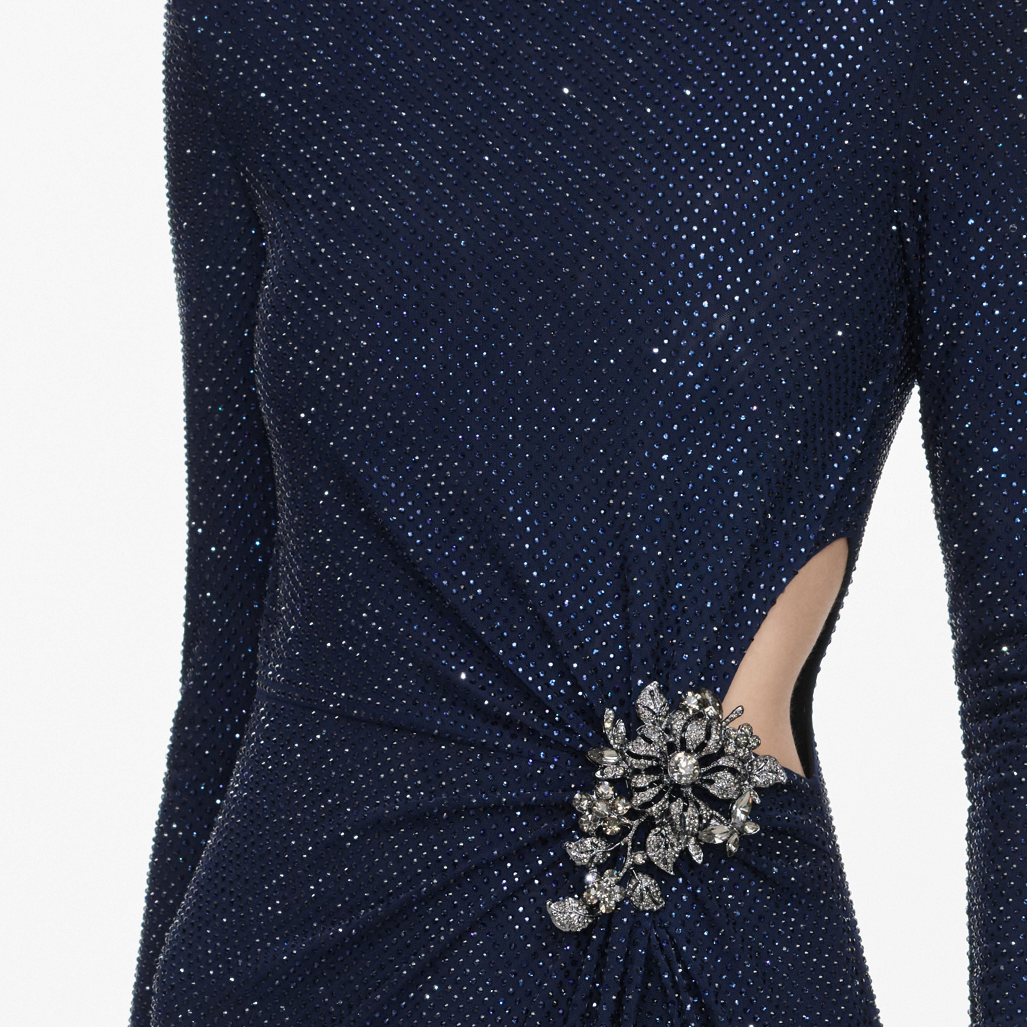 Navy Rhinestone Embellished Maxi Dress
