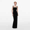 Black Velvet Square Neck Maxi Dress