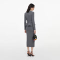 Grey Crystal Trim Knit Midi Dress