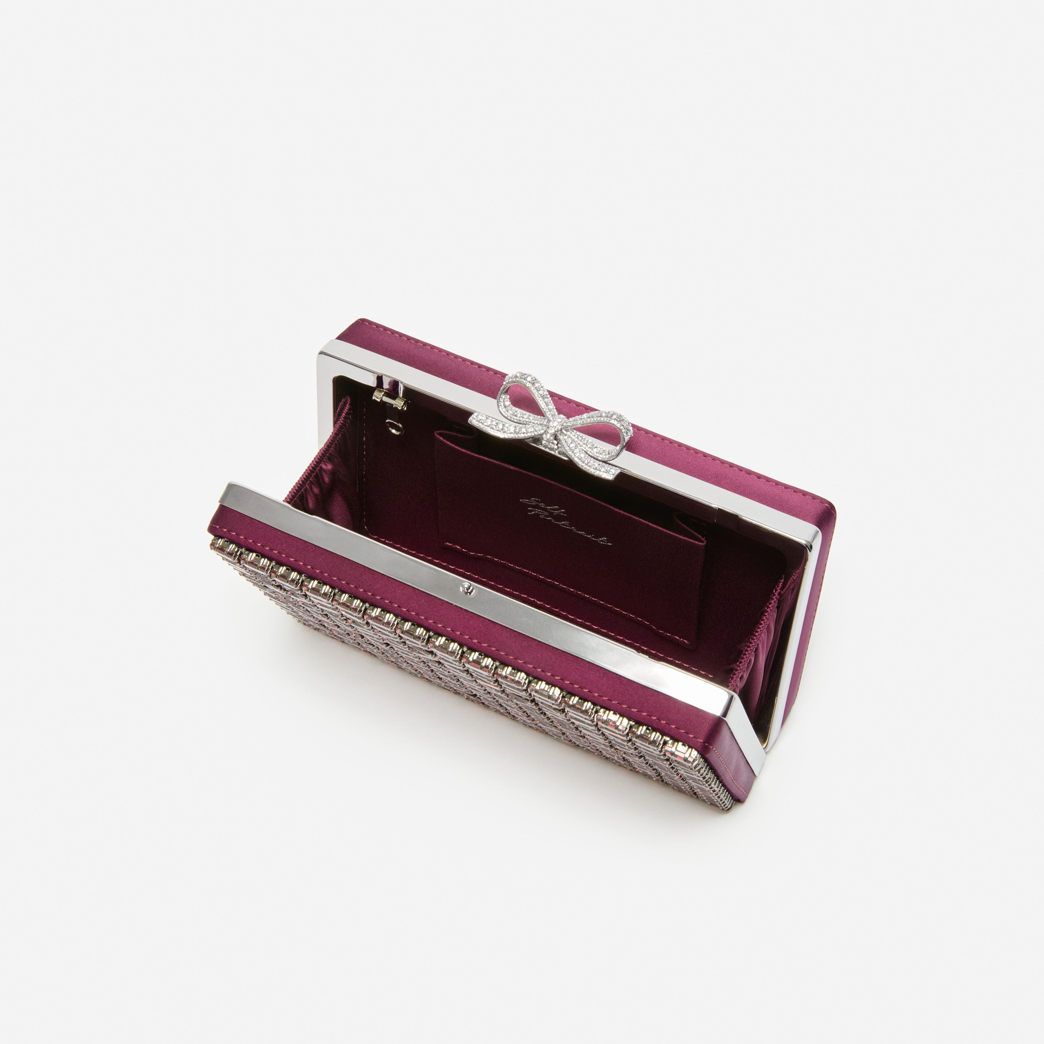 Burgundy Chainmail Clutch Bag